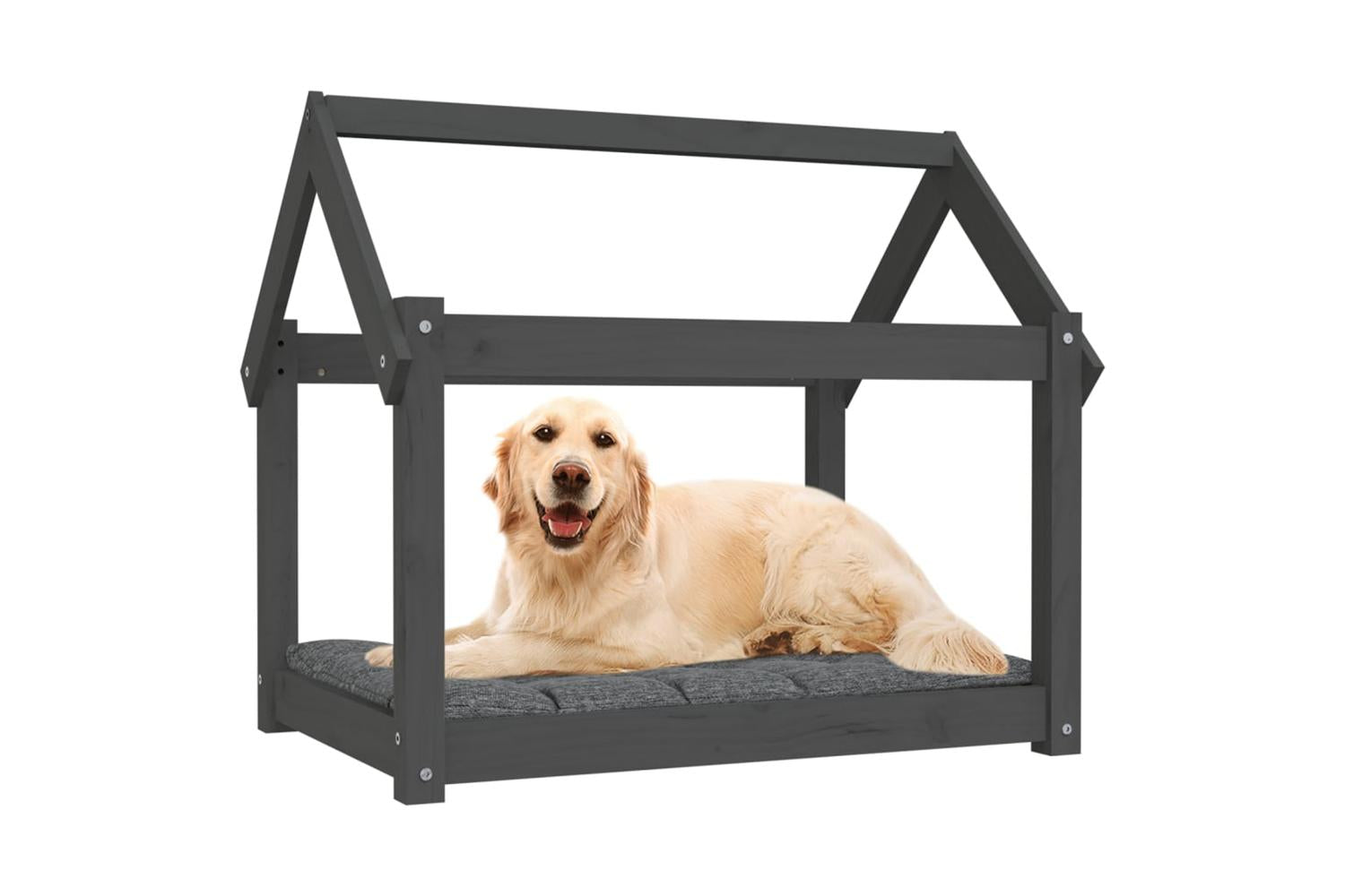 Dog Bed Grey 81x60x70 Cm Solid Wood Pine-4