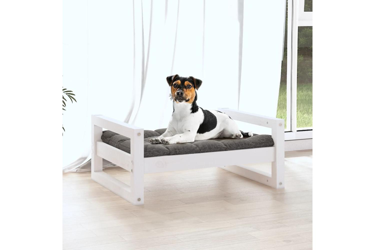 Dog Bed White 555x455x28 Cm Solid Pine Wood-3