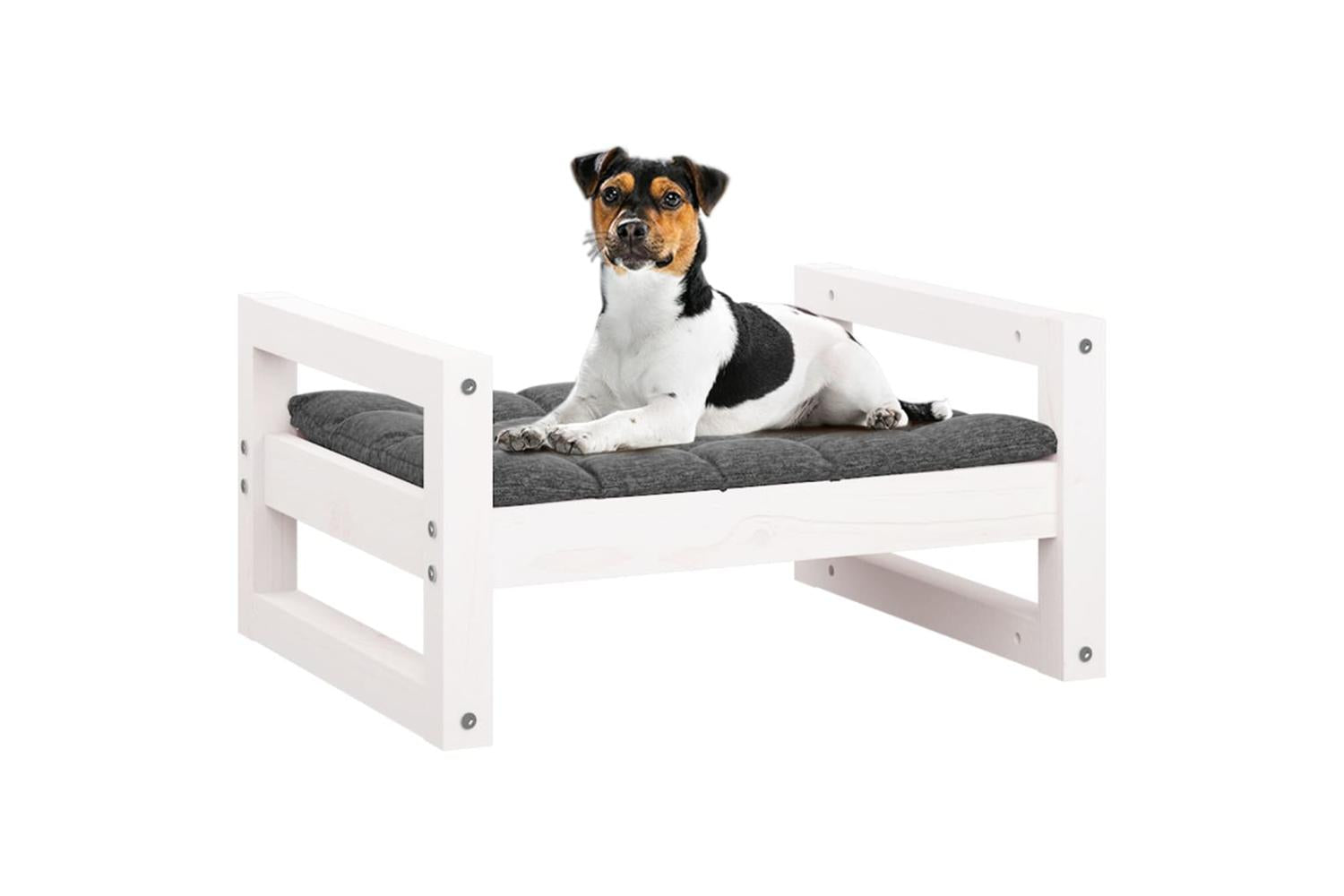 Dog Bed White 555x455x28 Cm Solid Pine Wood-4