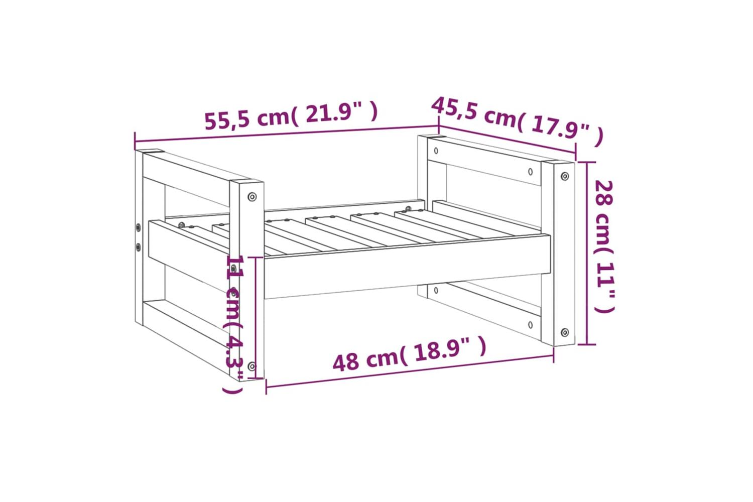 Dog Bed White 555x455x28 Cm Solid Pine Wood-8