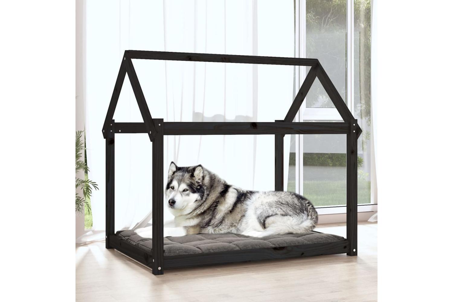 Dog Bed Black 111x80x100 Cm Solid Wood Pine-3