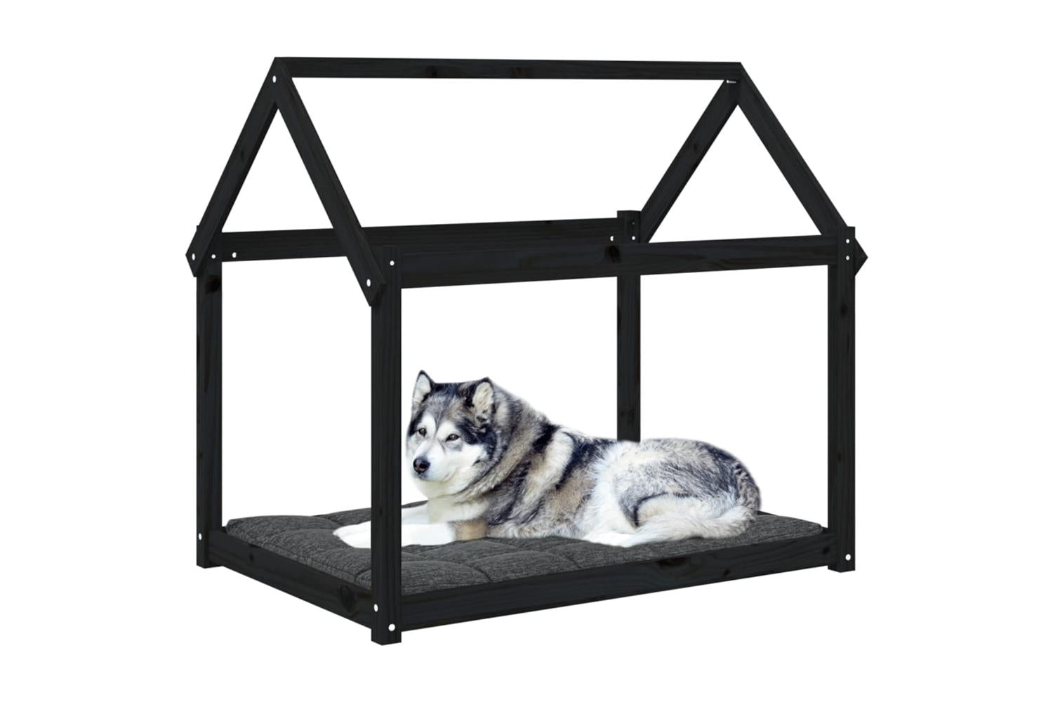 Dog Bed Black 111x80x100 Cm Solid Wood Pine-4