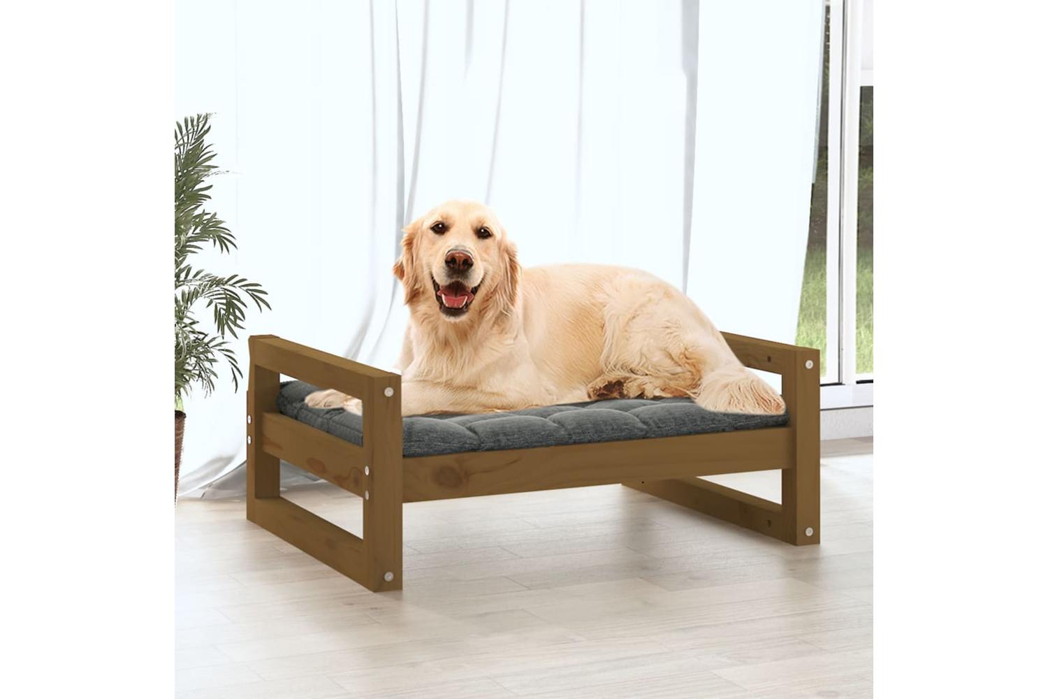Dog Bed Honey Brown 755x555x28 Cm Solid Pine Wood-3
