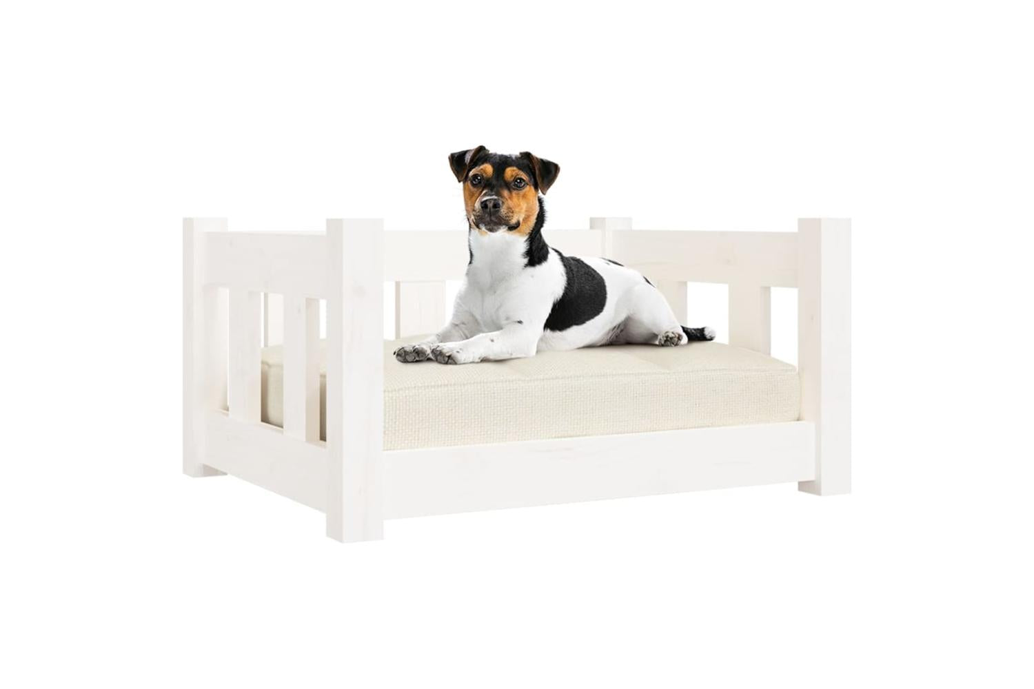 Dog Bed White 555x455x28 Cm Solid Wood Pine-5