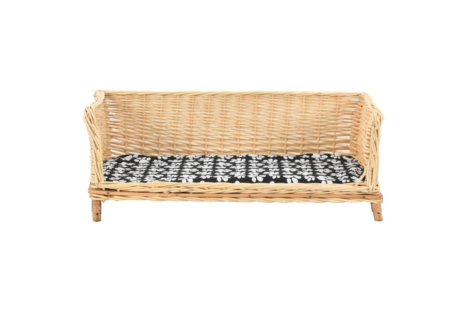 Dog Basket With Cushion 90x54x35 Cm Natural Willow-2