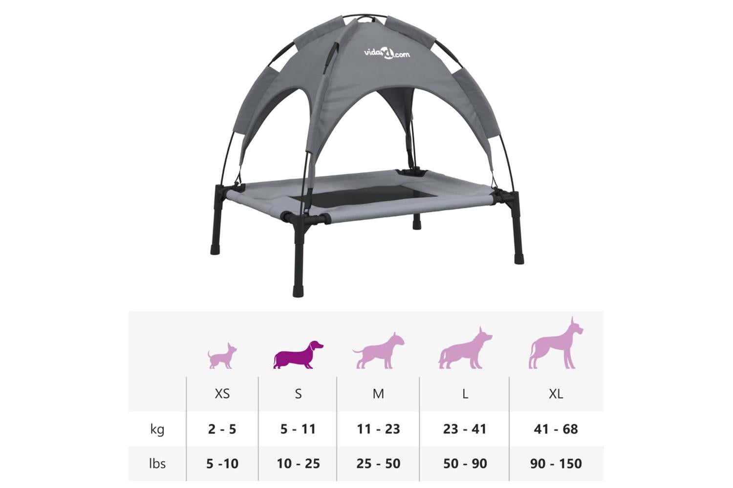 Dog Bed With Canopy Anthracite Oxford Fabric And Steel-10