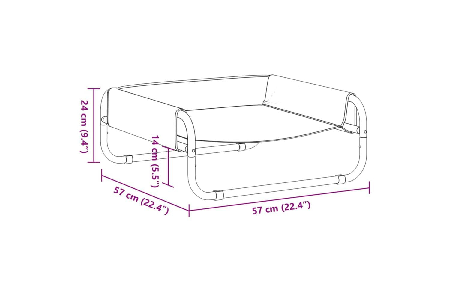 Elevated Dog Bed Anthracite Oxford Fabric And Steel-9