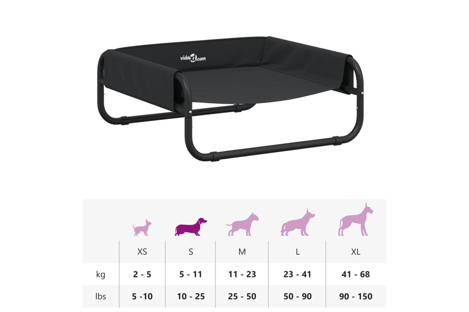 Elevated Dog Bed Anthracite Oxford Fabric And Steel-10