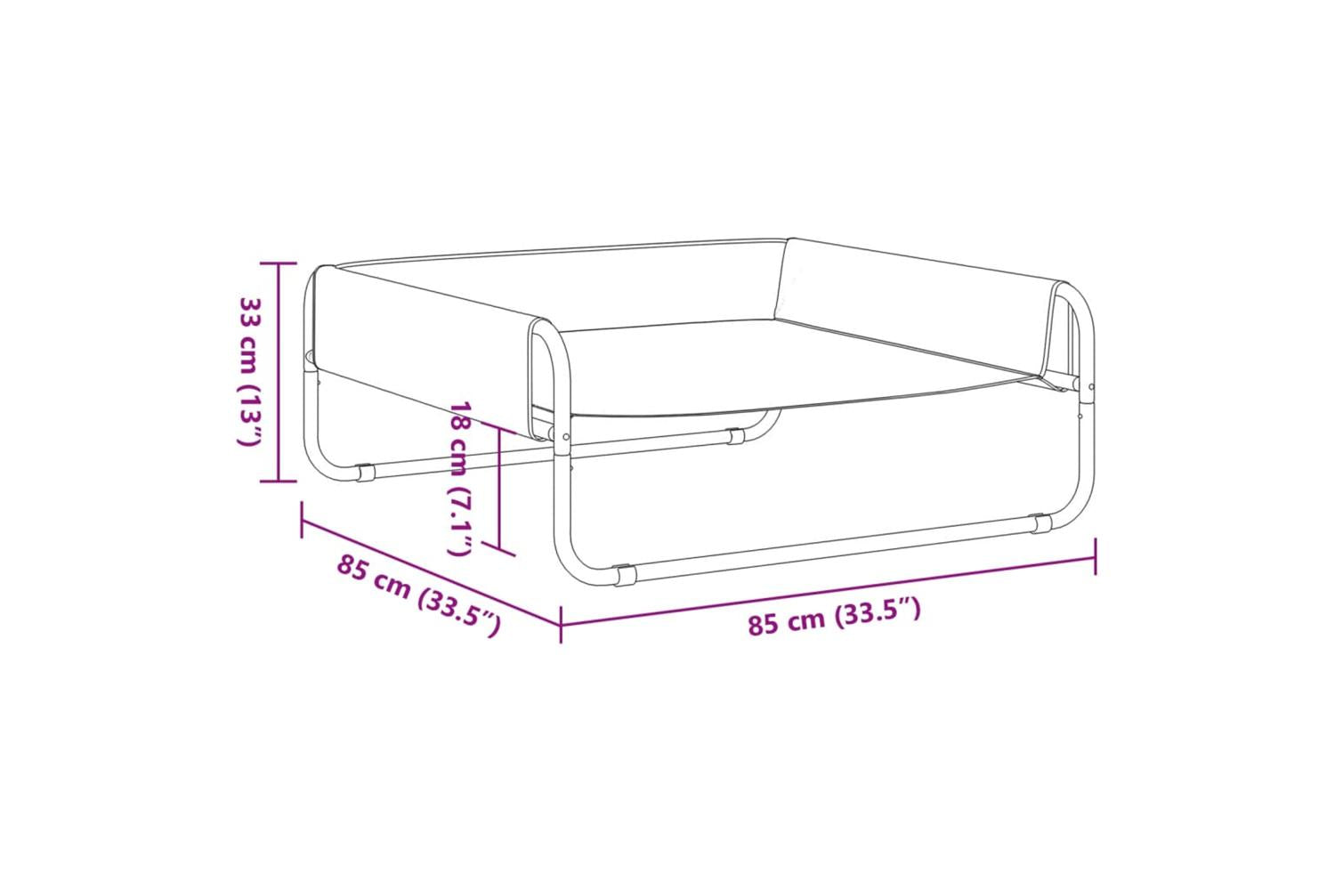 Elevated Dog Bed Anthracite Oxford Fabric And Steel-9