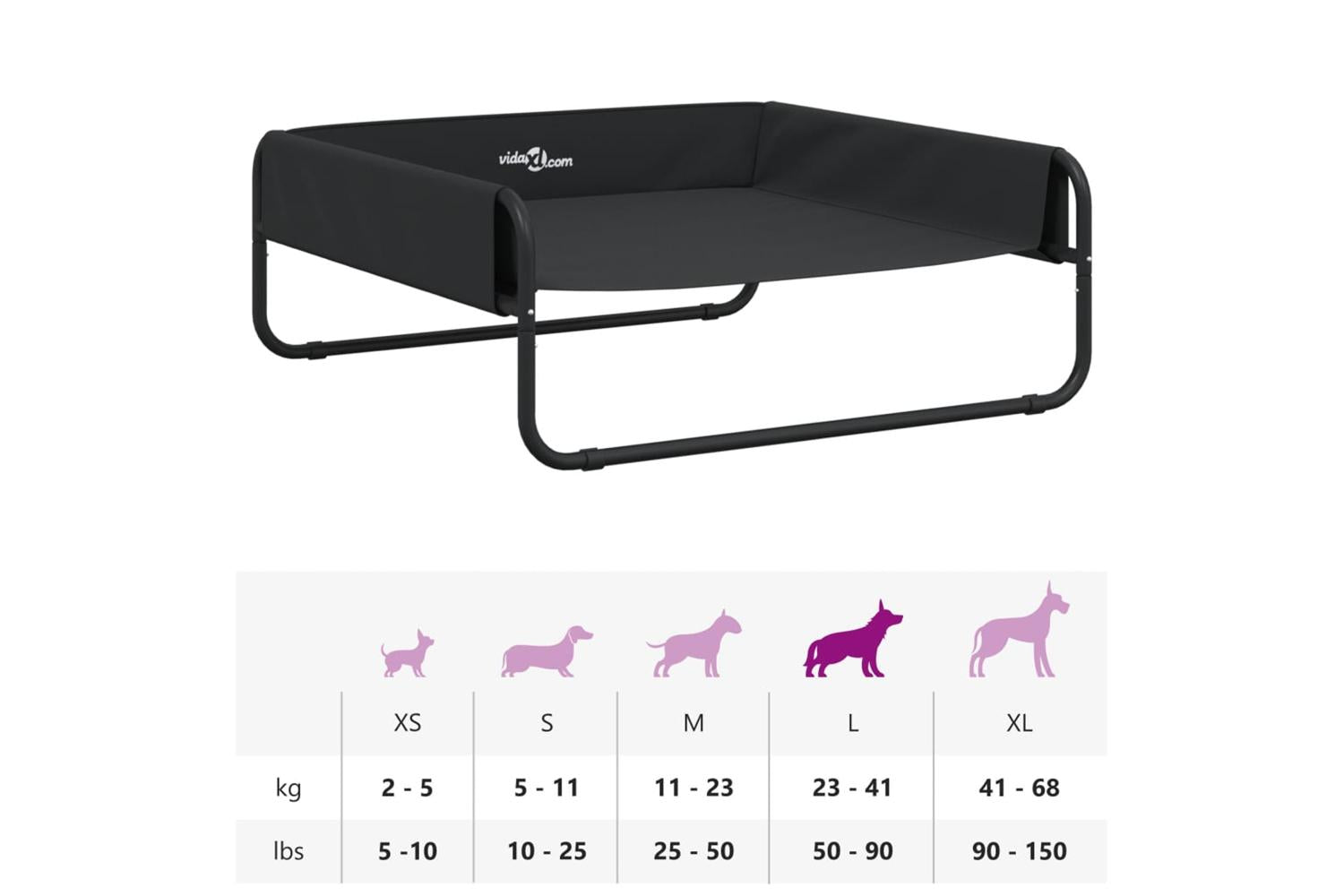 Elevated Dog Bed Anthracite Oxford Fabric And Steel-10