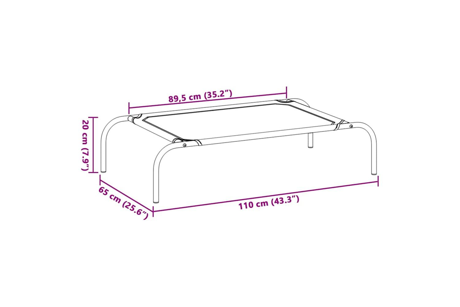 Elevated Dog Bed Grey 110x65x20 Cm Textilene And Steel-8