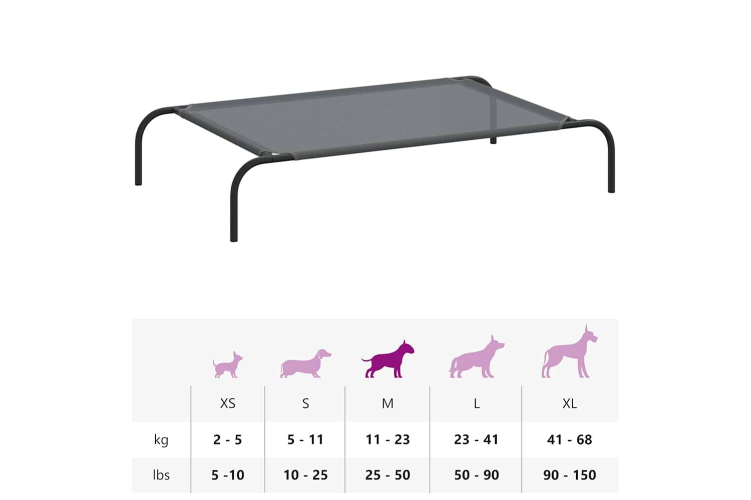 Elevated Dog Bed Grey 110x65x20 Cm Textilene And Steel-9