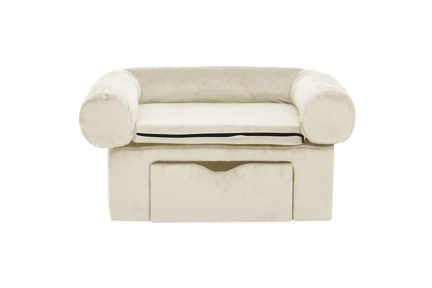 Dog Sofa With Drawer Cream 75x50x38 Cm Plush-3