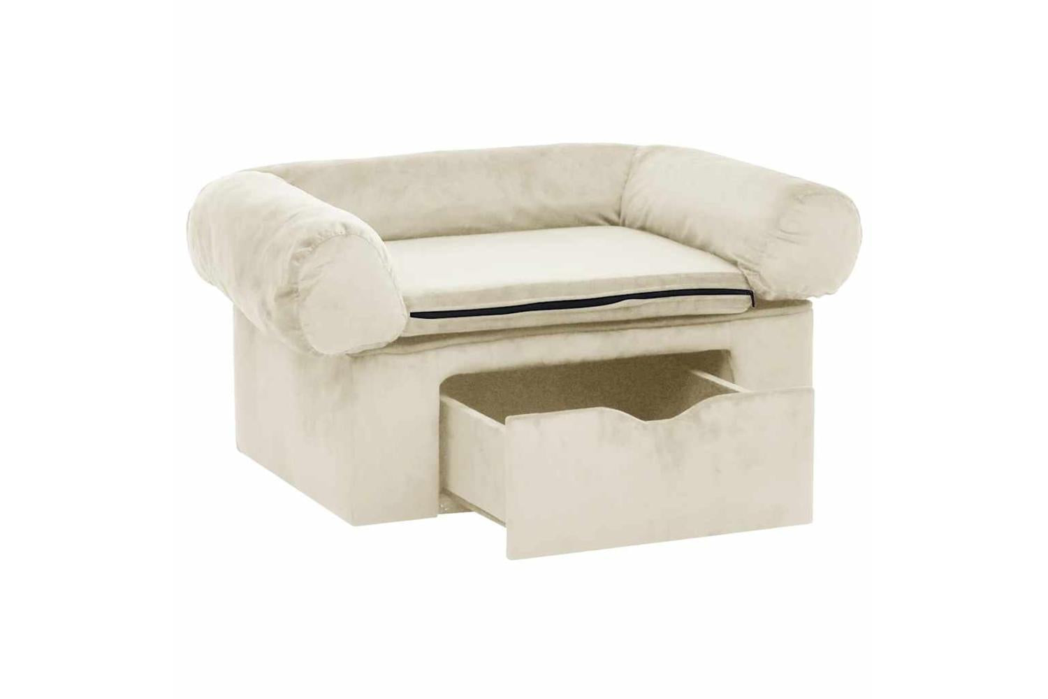 Dog Sofa With Drawer Cream 75x50x38 Cm Plush-4