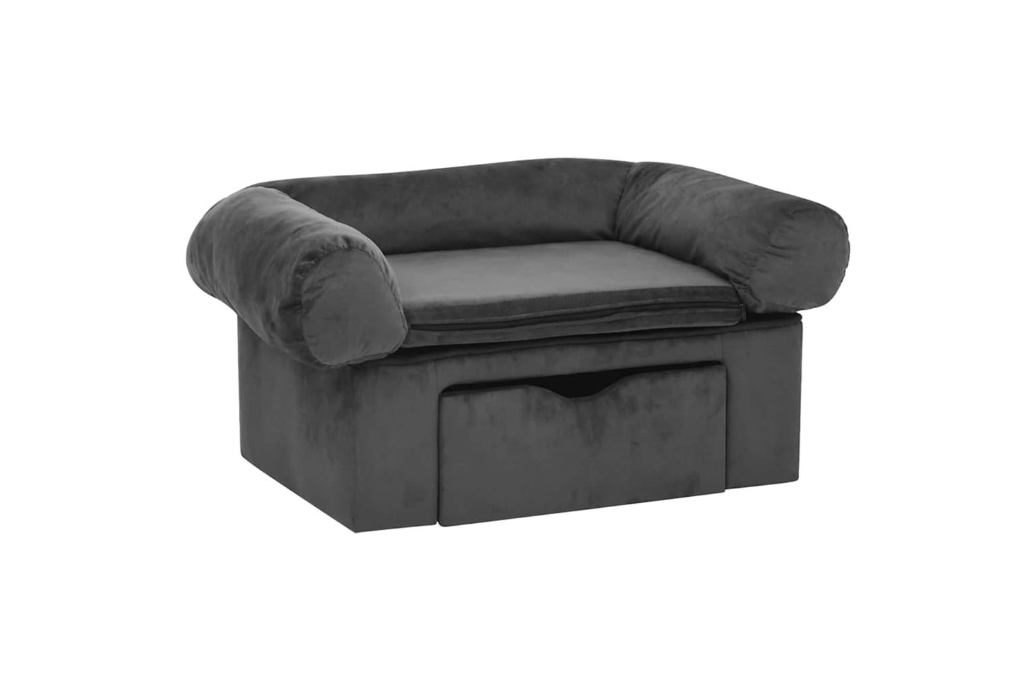 Dog Sofa With Drawer Dark Grey 75x50x38 Cm Plush-2