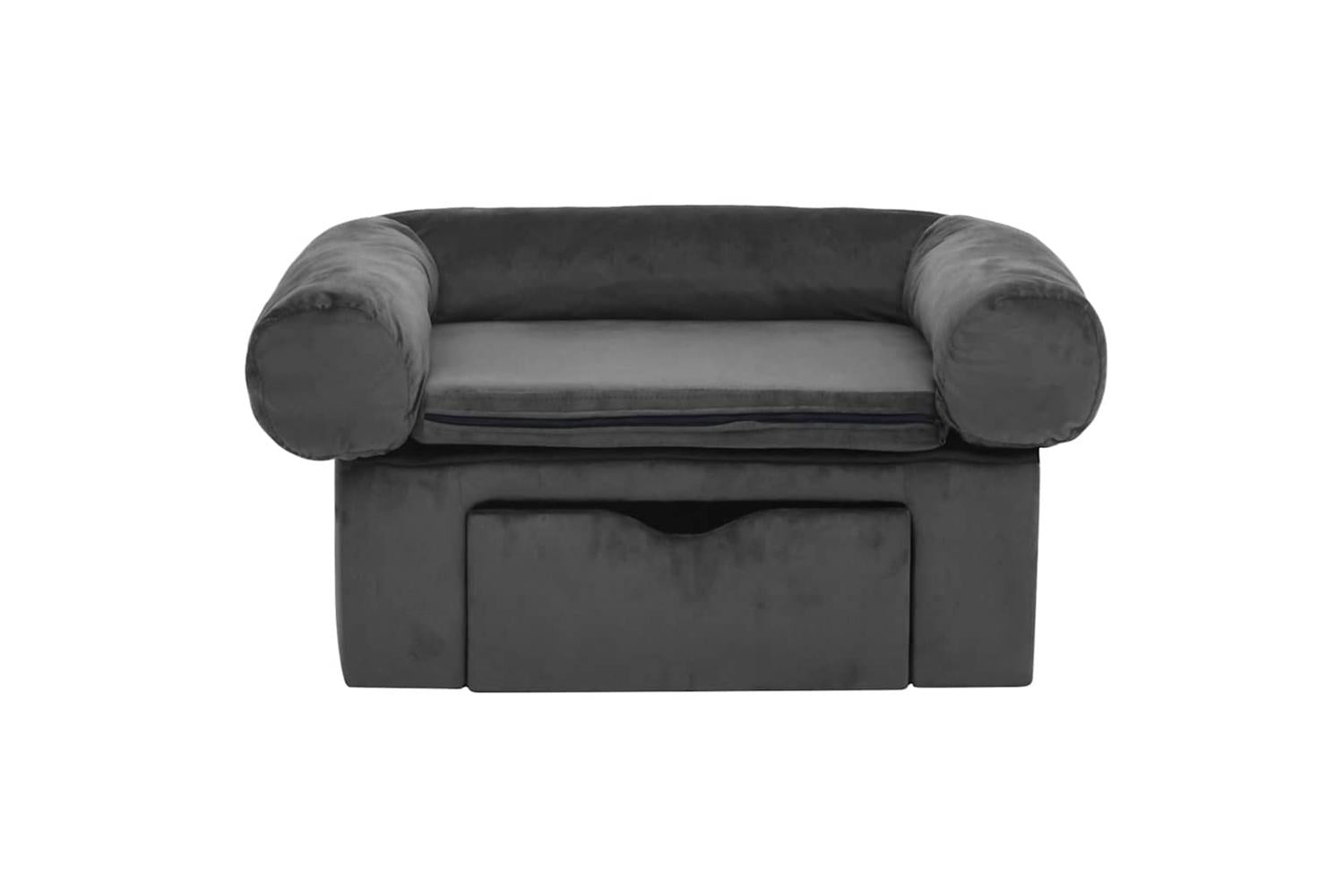 Dog Sofa With Drawer Dark Grey 75x50x38 Cm Plush-3