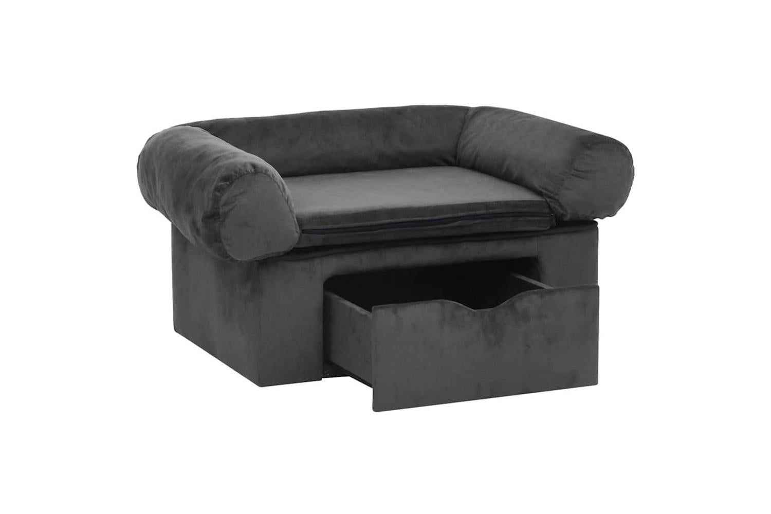 Dog Sofa With Drawer Dark Grey 75x50x38 Cm Plush-4