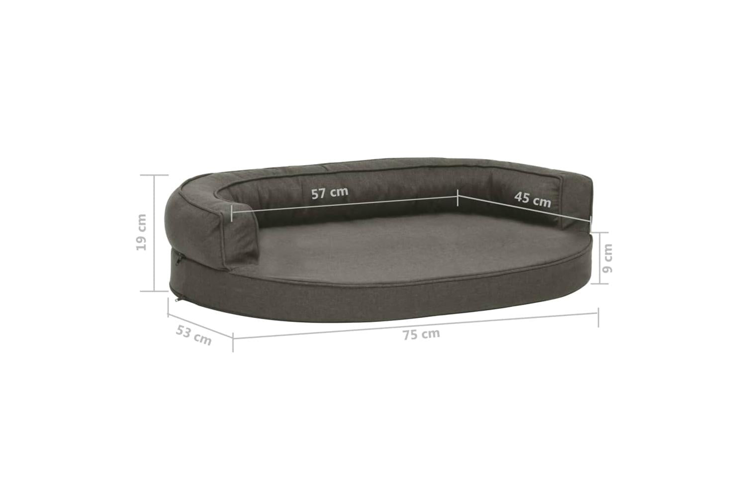 Ergonomic Dog Bed Mattress 75x53 Cm Linen Look Dark Grey-7
