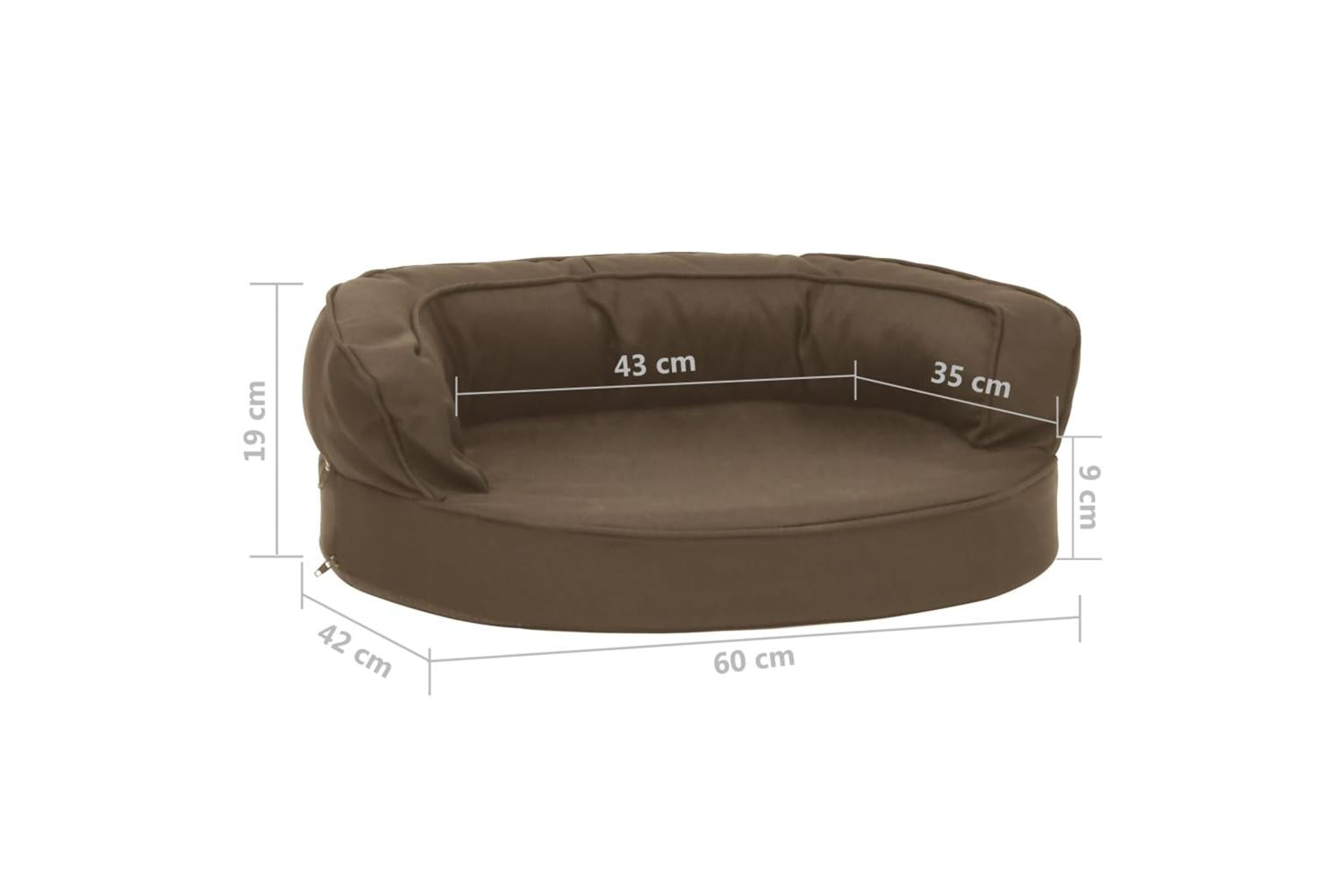 Ergonomic Dog Bed Mattress 60x42 Cm Linen Look Brown-7
