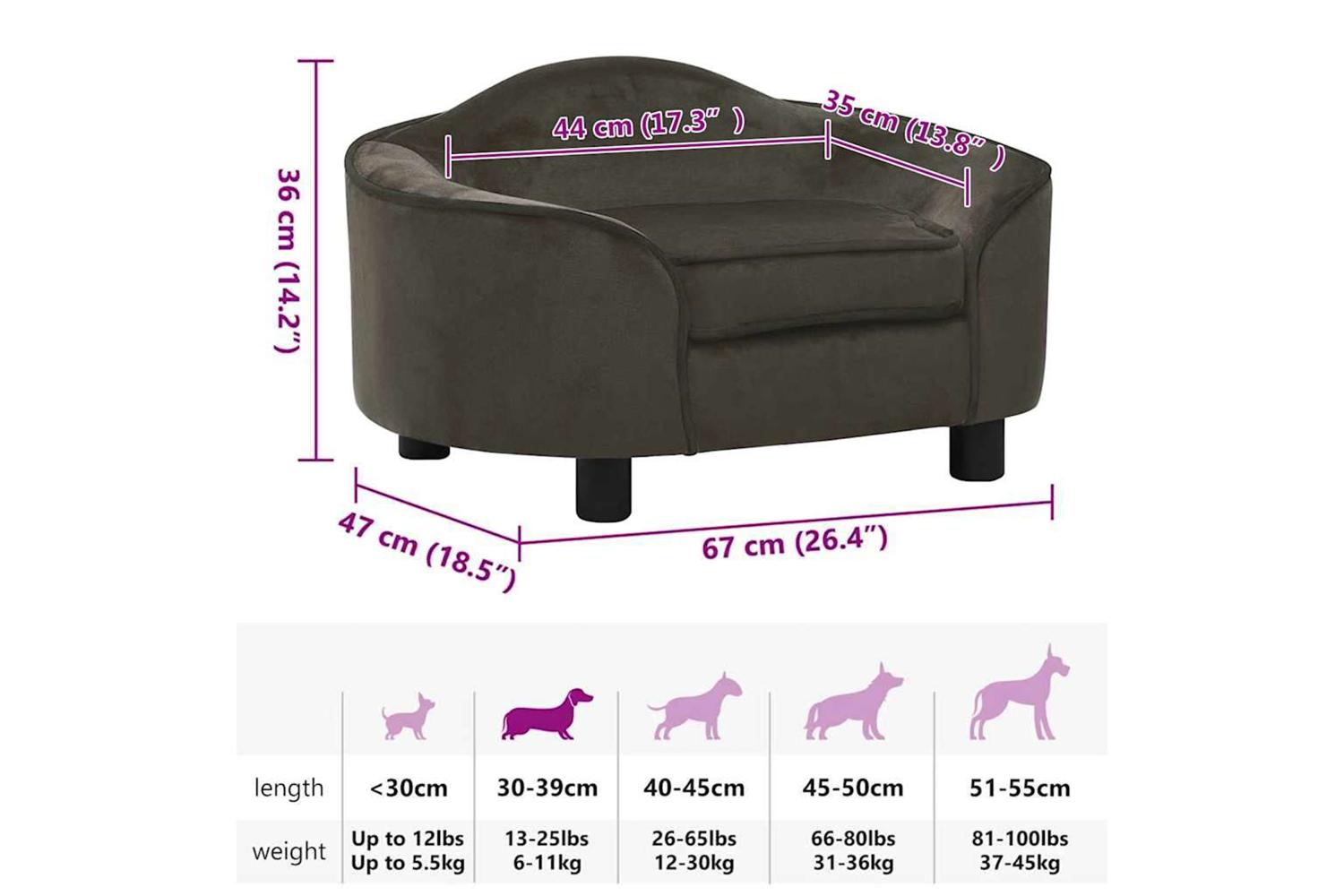 Dog Sofa Dark Grey 67x47x36 Cm Plush-8