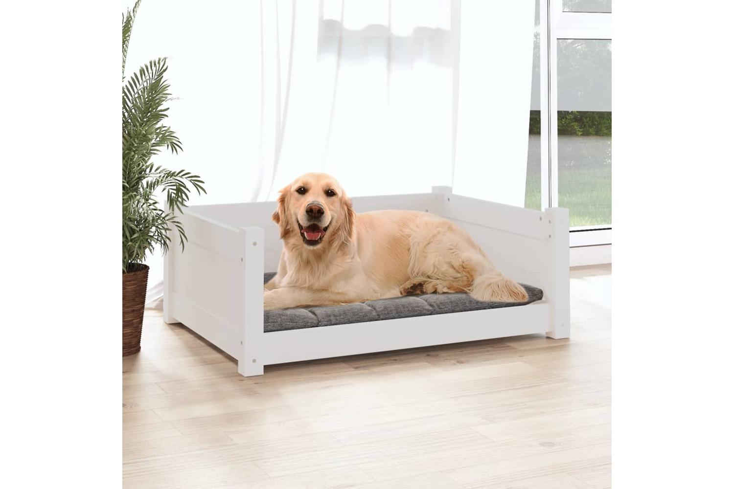 Dog Bed White 755x555x28 Cm Solid Pine Wood-3