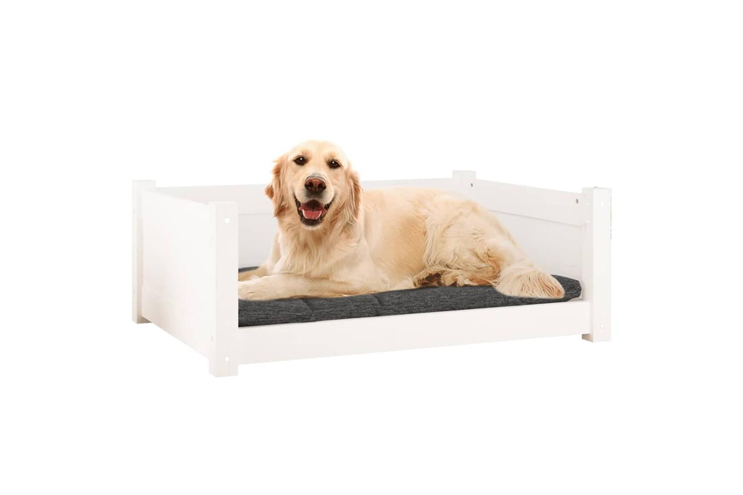 Dog Bed White 755x555x28 Cm Solid Pine Wood-4