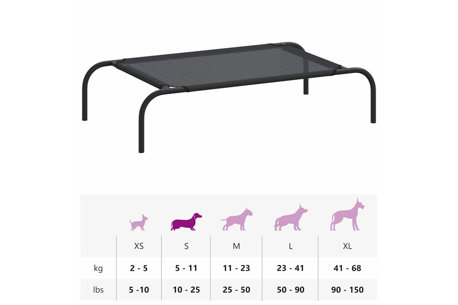 Elevated Dog Bed Black S Textilene-9