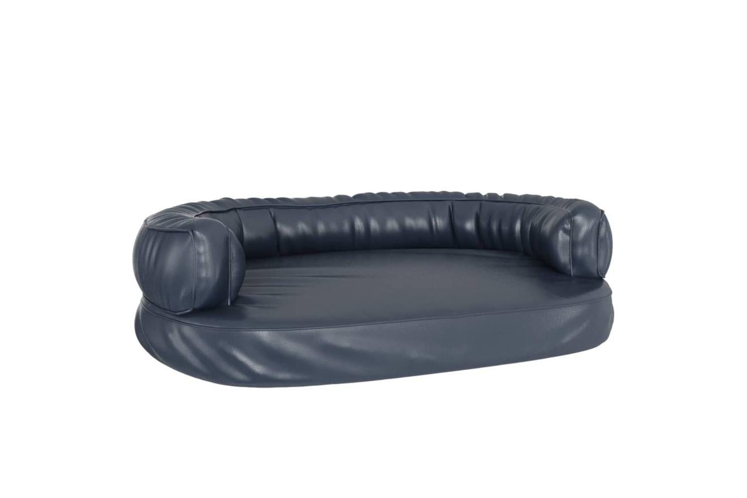 Ergonomic Foam Dog Bed Dark Blue 88x65 Cm Faux Leather-2