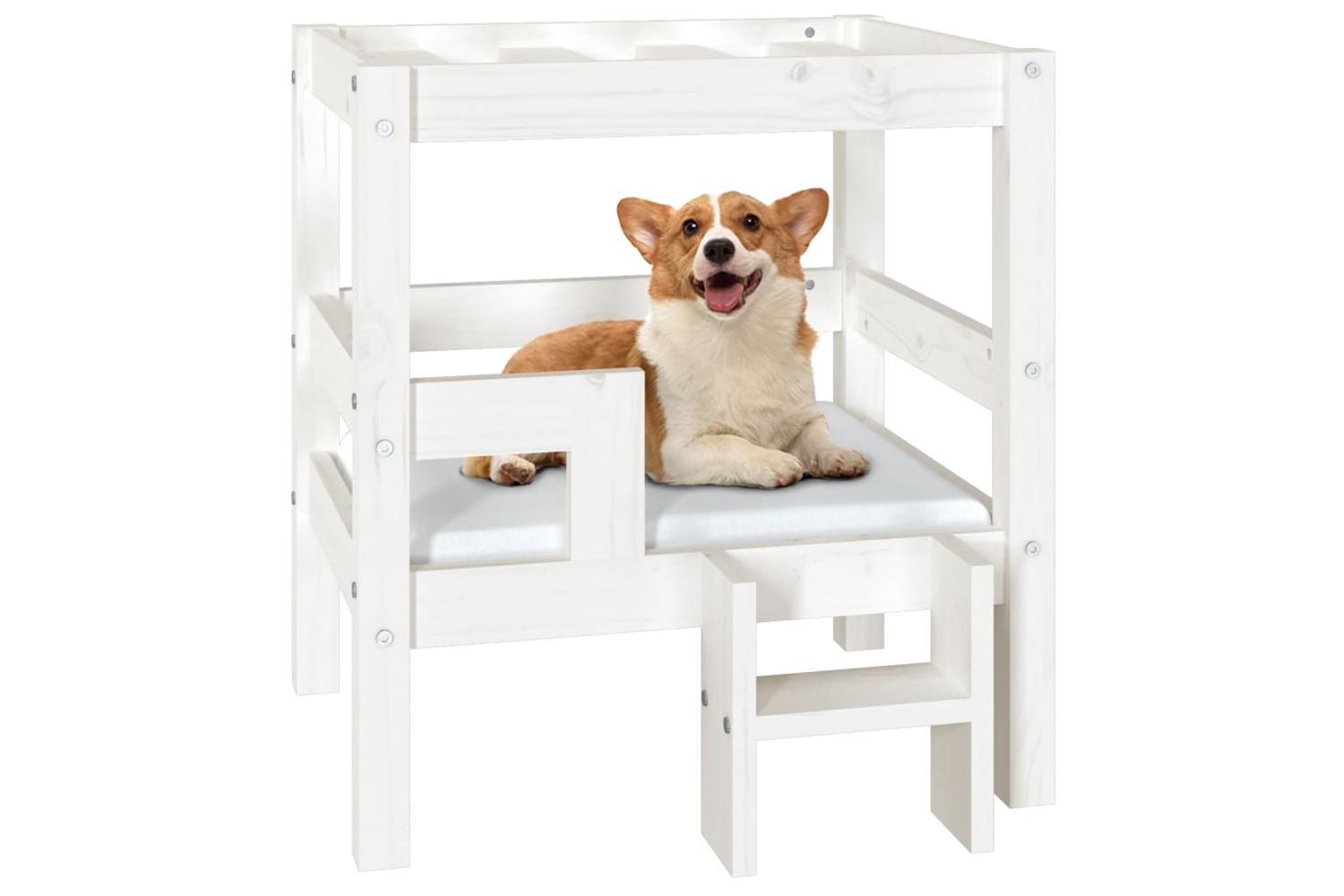 Dog Bed White 555x535x60 Cm Solid Wood Pine-4