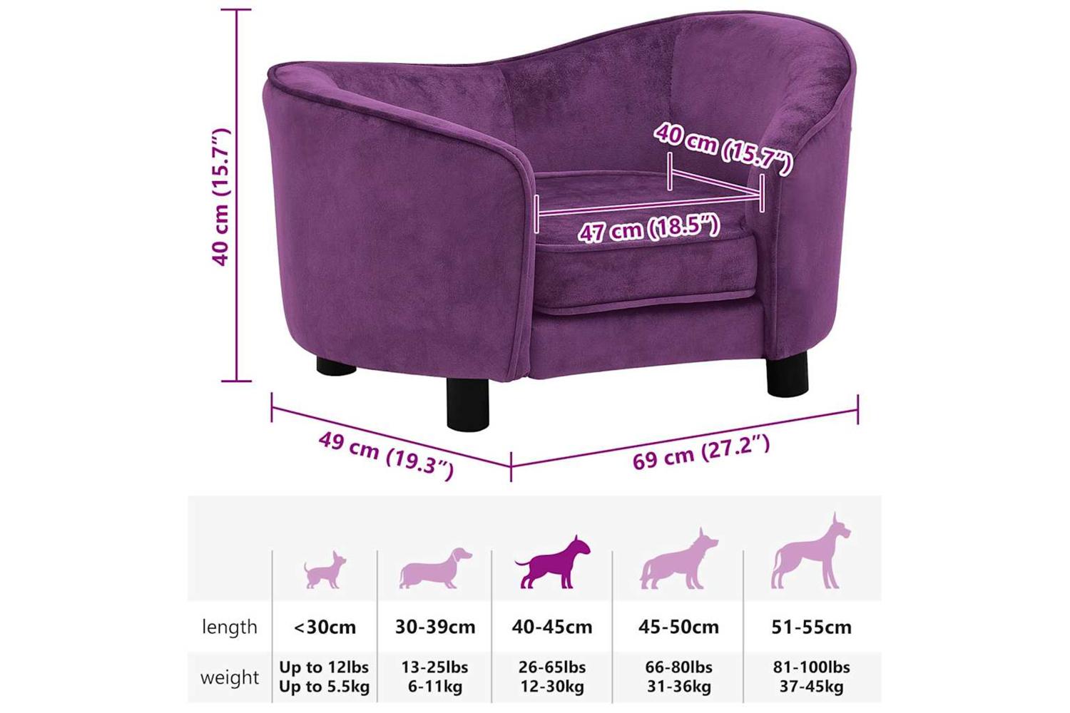 Dog Sofa Burgundy 69x49x40 Cm Plush-9