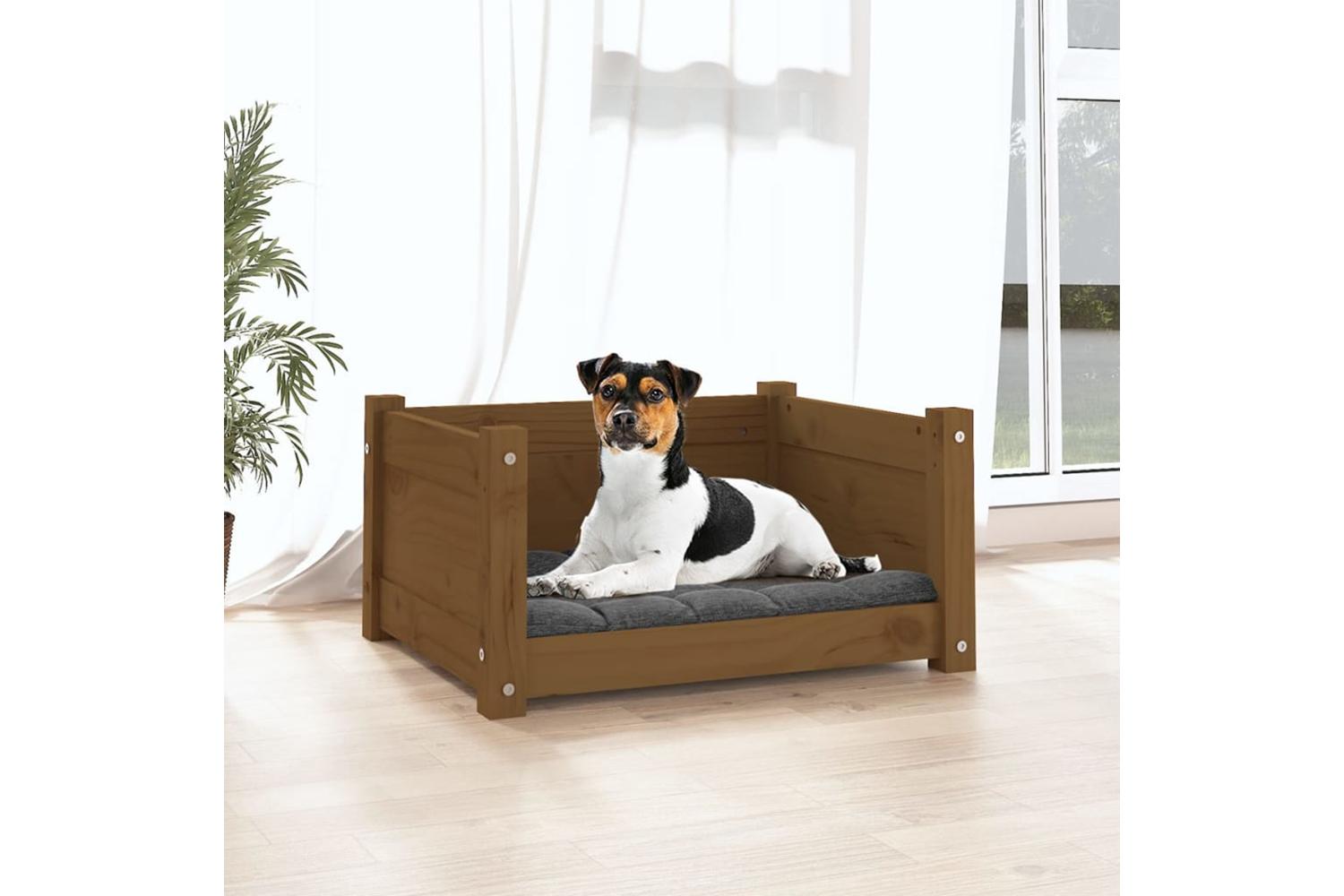 Dog Bed Honey Brown 555x455x28 Cm Solid Pine Wood-3