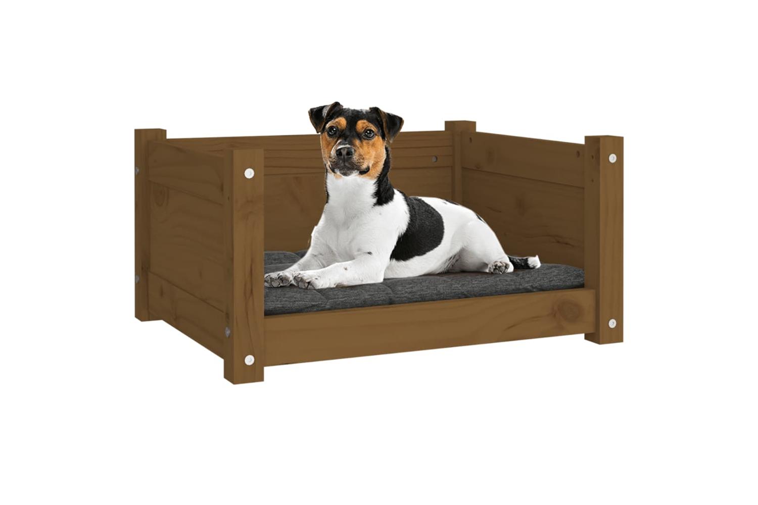 Dog Bed Honey Brown 555x455x28 Cm Solid Pine Wood-4