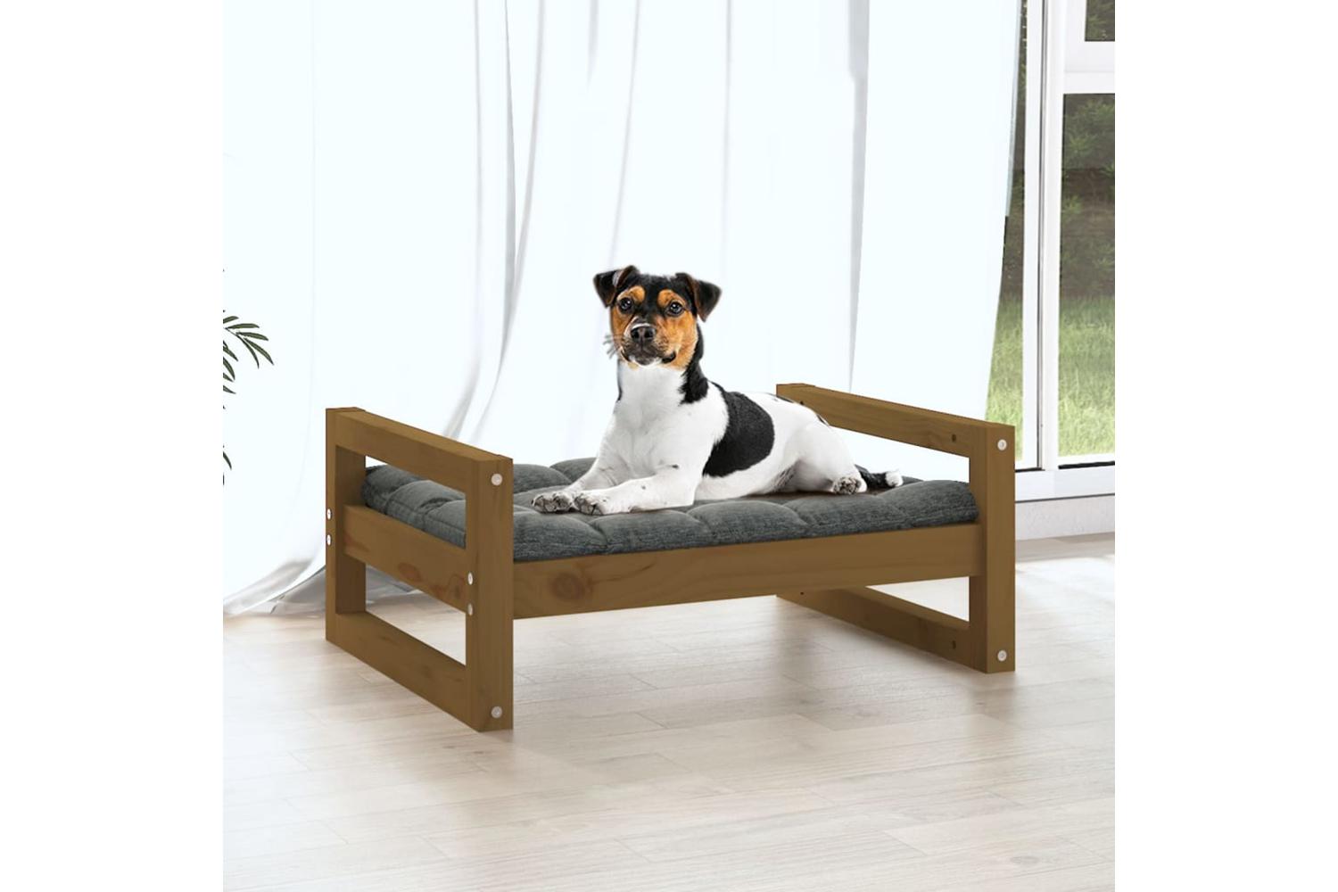 Dog Bed Honey Brown 555x455x28 Cm Solid Pine Wood-3