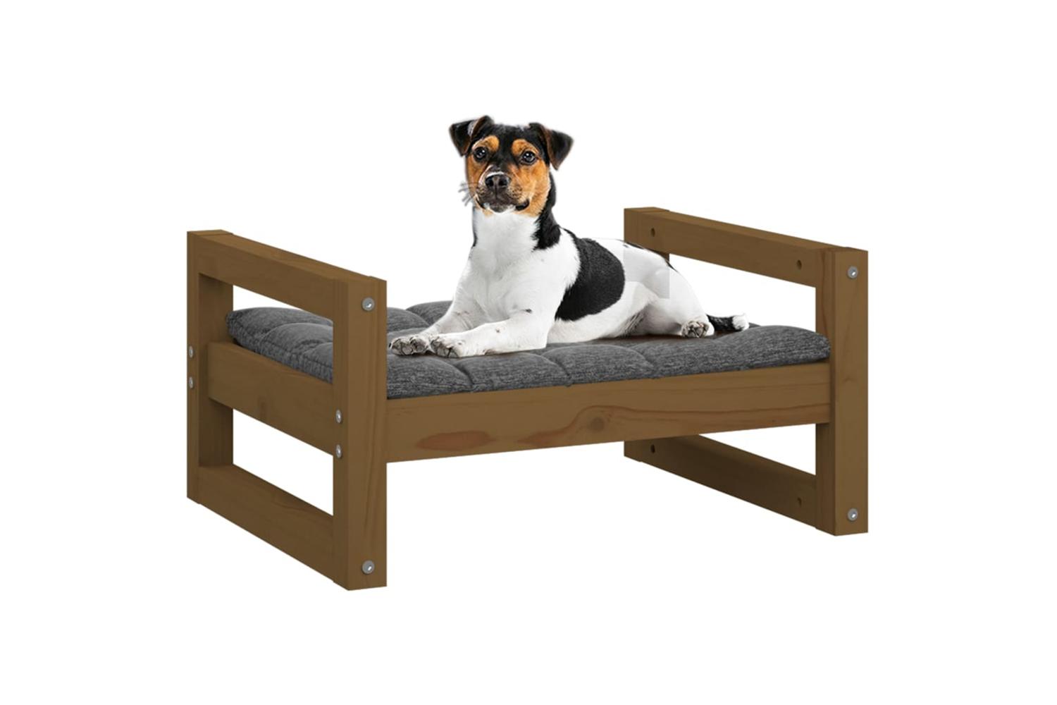 Dog Bed Honey Brown 555x455x28 Cm Solid Pine Wood-4