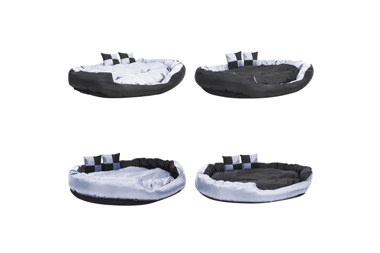 Reversible Washable Dog Cushion Grey And Black 150x120x25 Cm-9