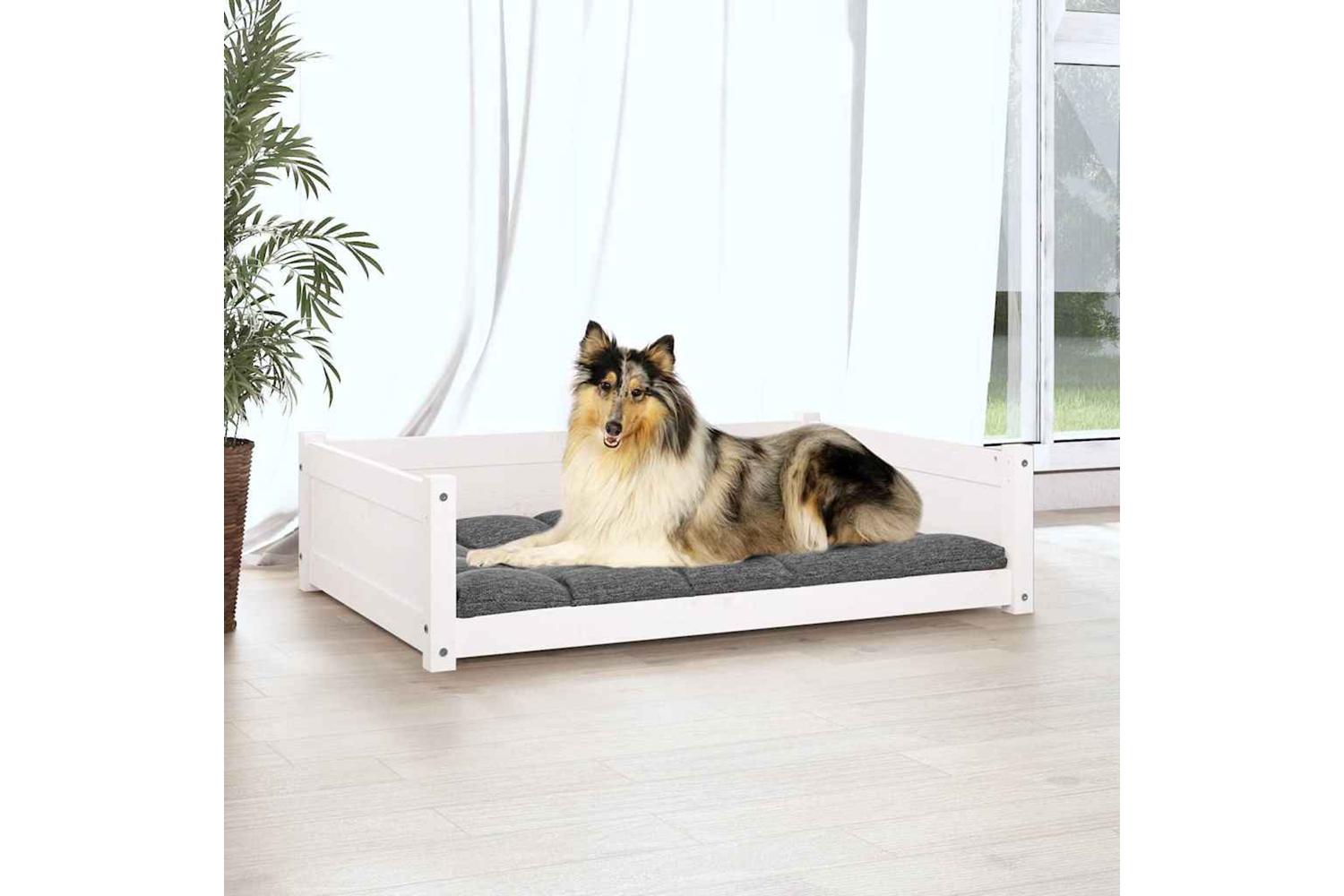Dog Bed White 955x655x28 Cm Solid Pine Wood-3