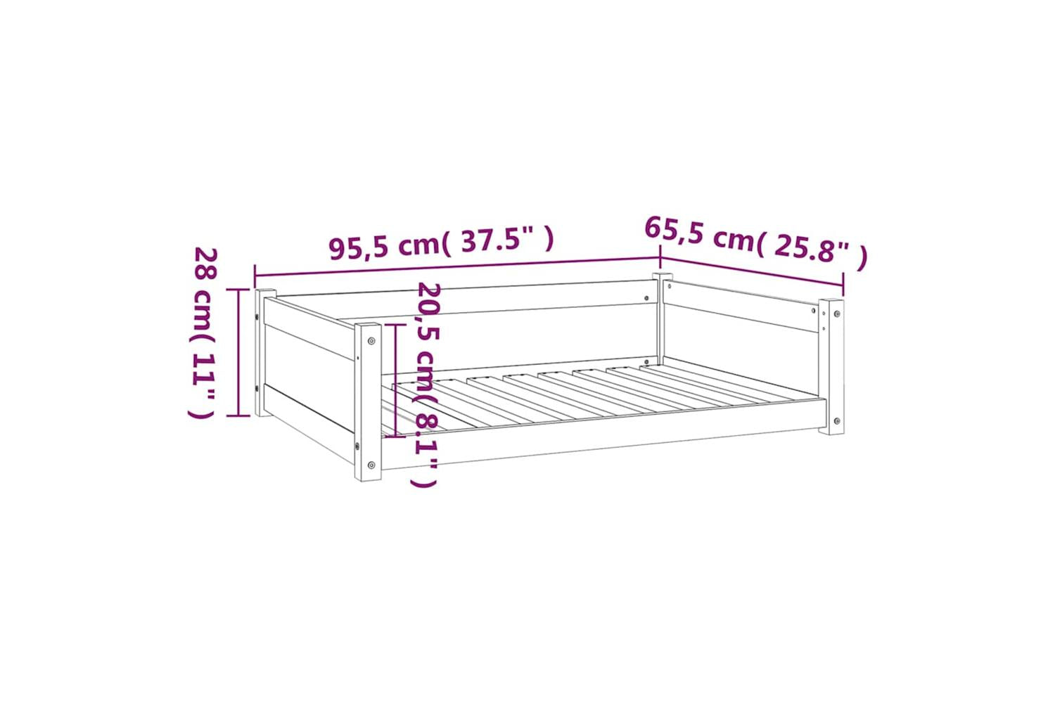 Dog Bed White 955x655x28 Cm Solid Pine Wood-8