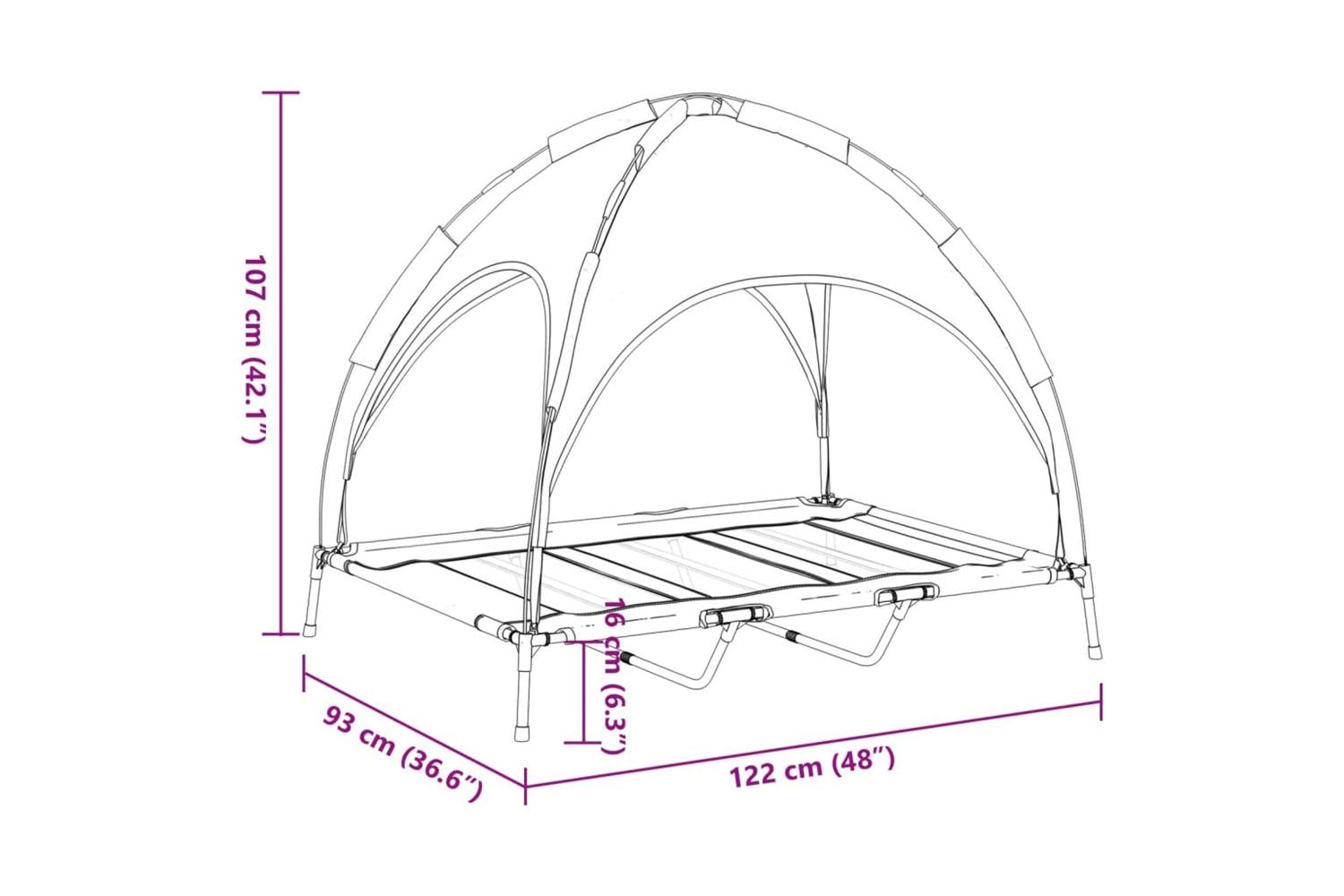 Dog Bed With Canopy Anthracite Oxford Fabric And Steel-9