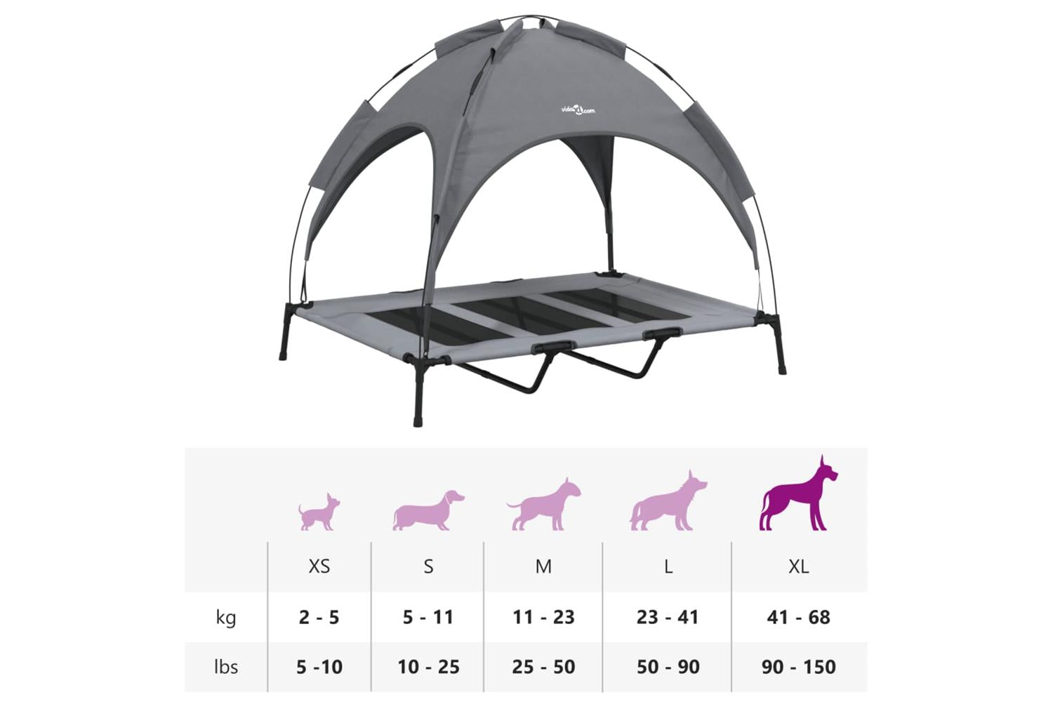 Dog Bed With Canopy Anthracite Oxford Fabric And Steel-10