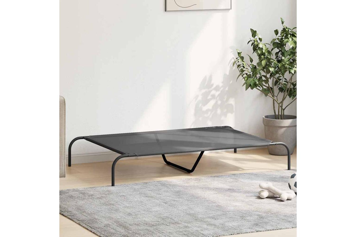 Elevated Dog Bed Grey 130x80x20 Cm Textilene And Steel-3