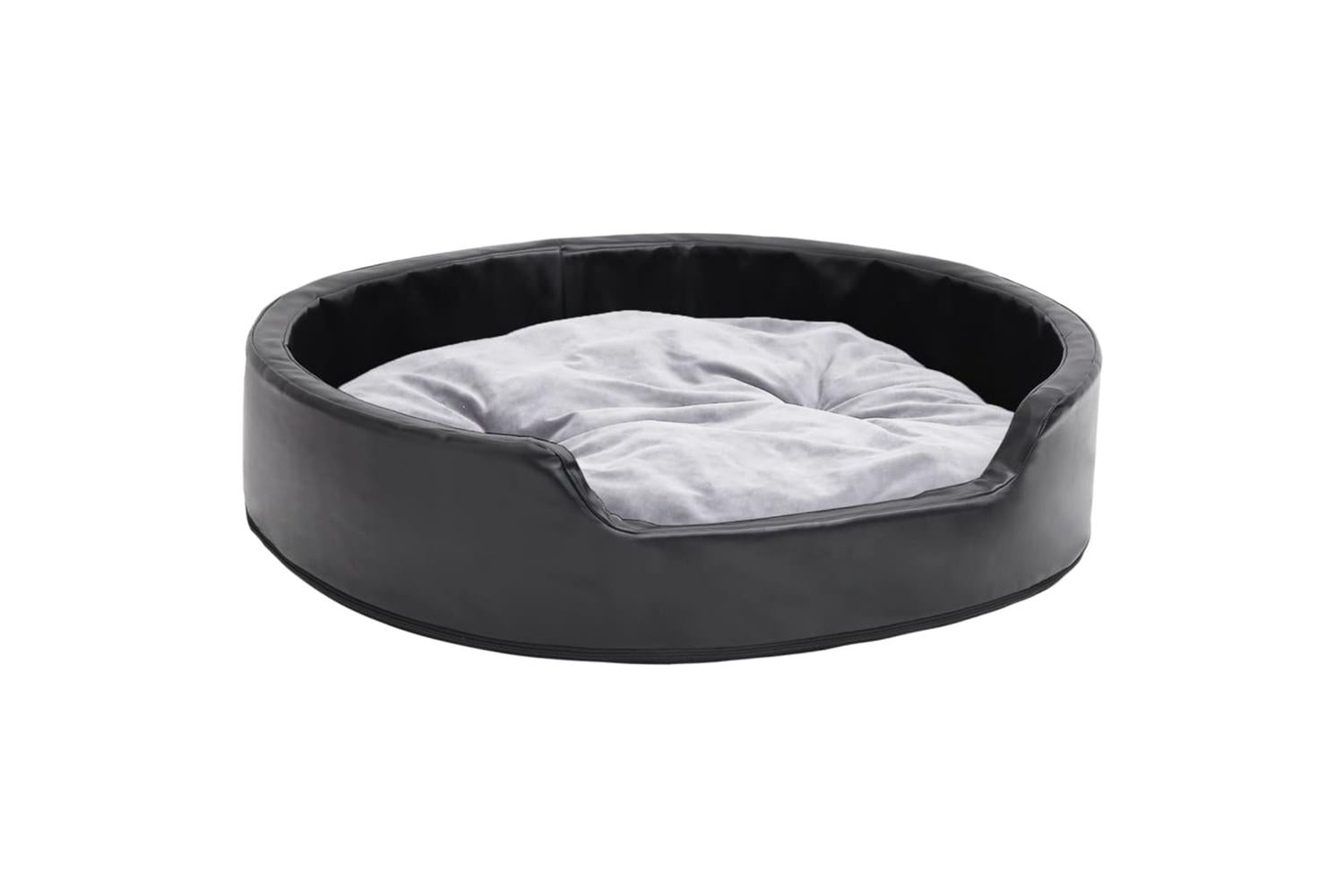 Dog Bed Black And Grey 79x70x19 Cm Plush And Faux Leather-2