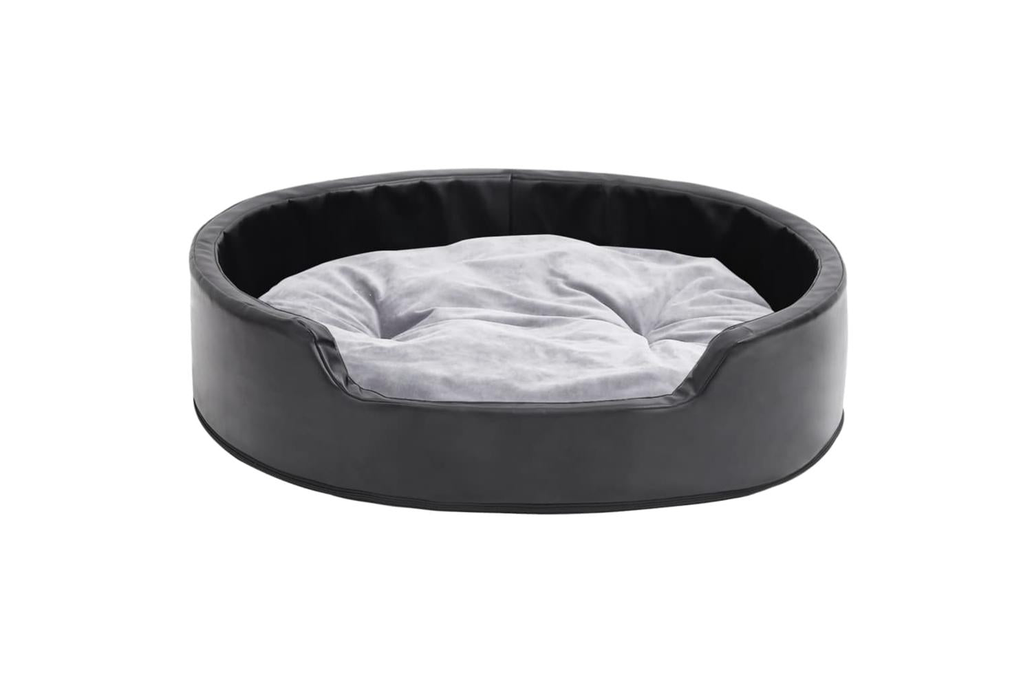 Dog Bed Black And Grey 79x70x19 Cm Plush And Faux Leather-3