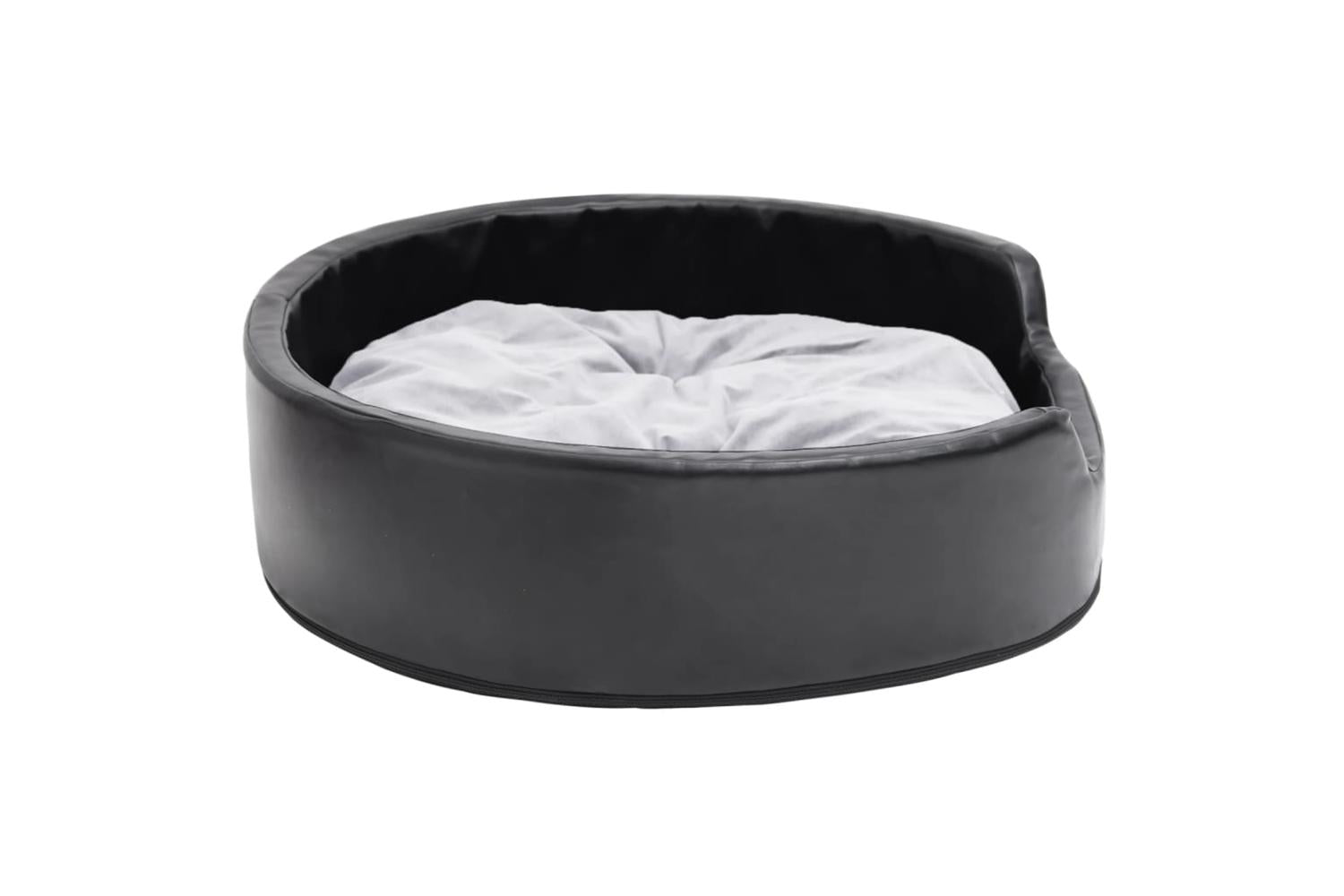Dog Bed Black And Grey 79x70x19 Cm Plush And Faux Leather-4
