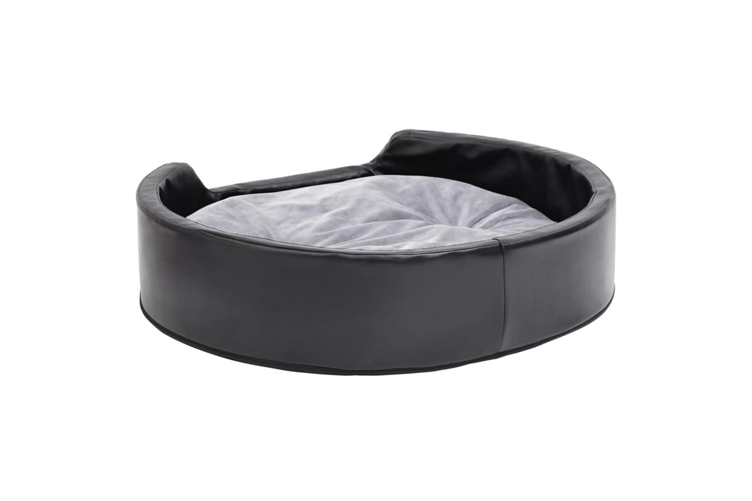 Dog Bed Black And Grey 79x70x19 Cm Plush And Faux Leather-5