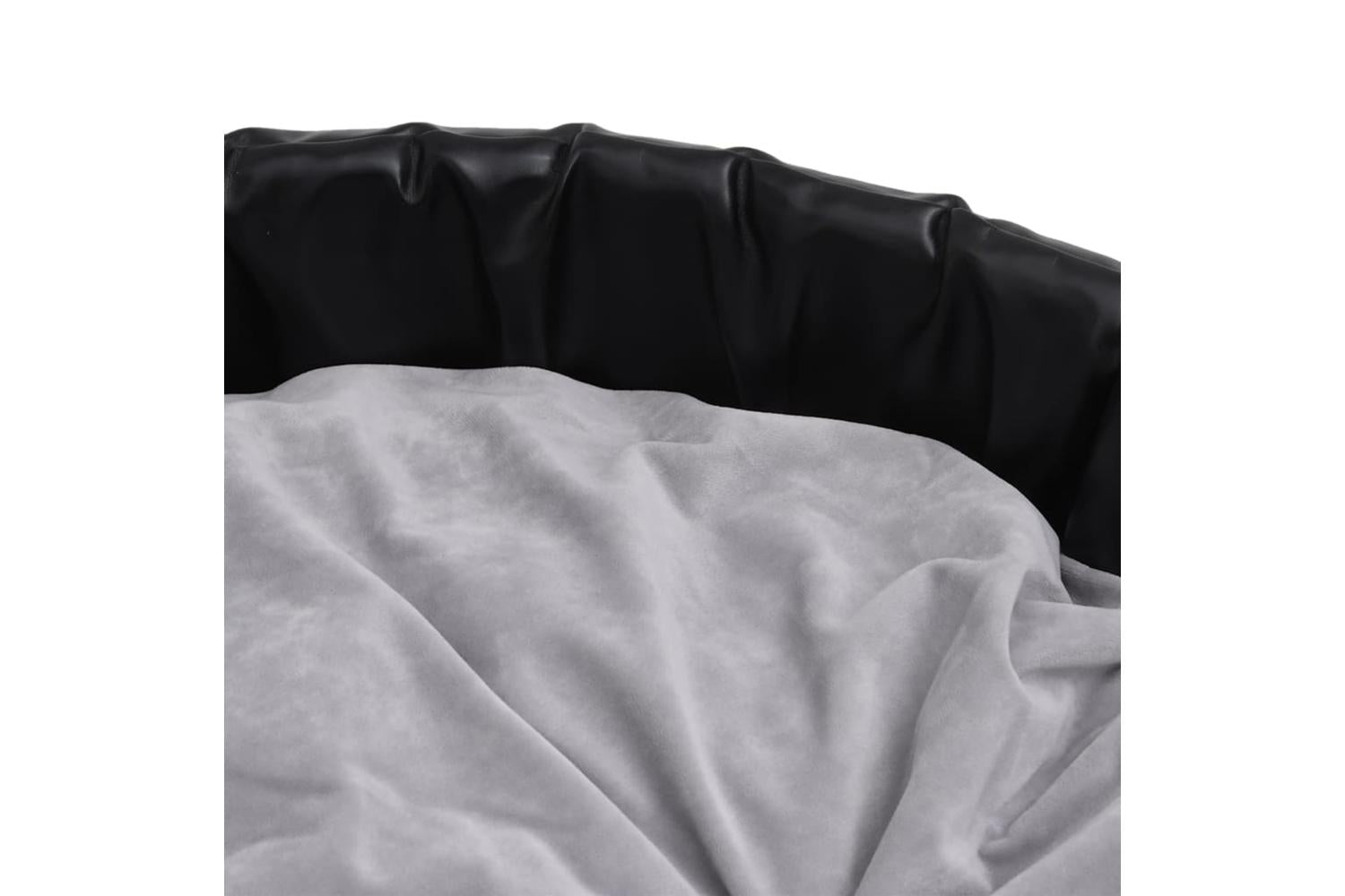 Dog Bed Black And Grey 79x70x19 Cm Plush And Faux Leather-6