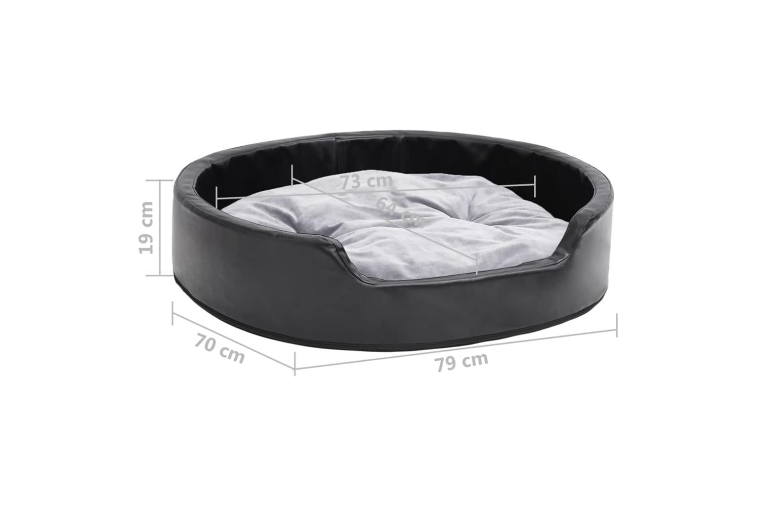 Dog Bed Black And Grey 79x70x19 Cm Plush And Faux Leather-8