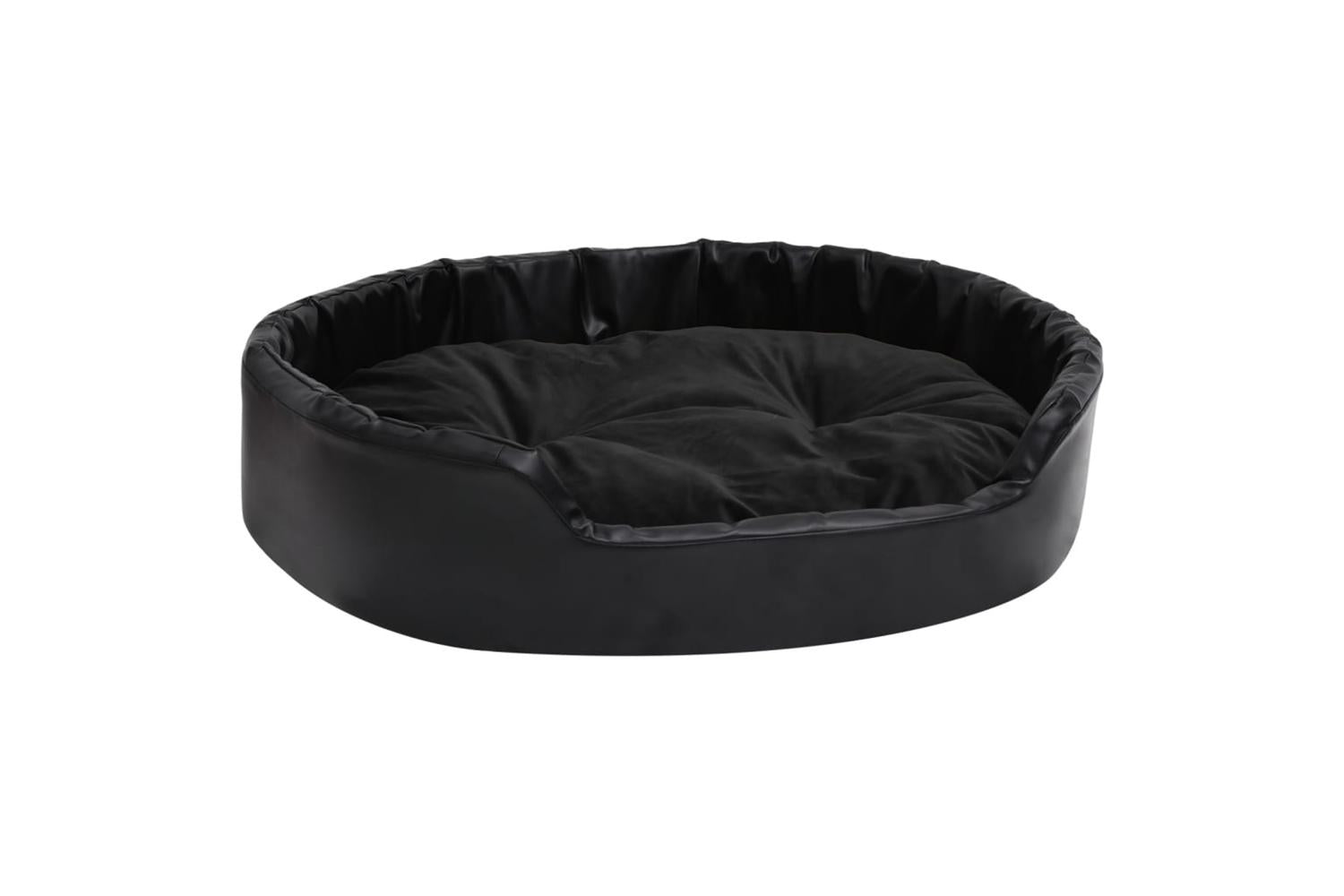 Dog Bed Black 90x79x20 Cm Plush And Faux Leather-2
