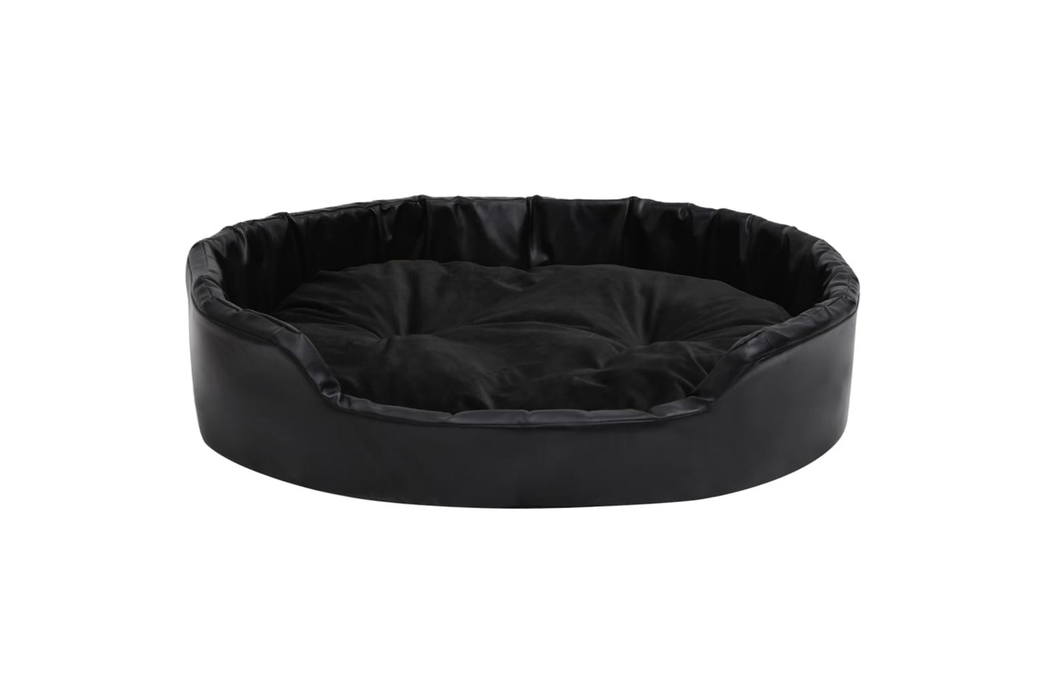 Dog Bed Black 90x79x20 Cm Plush And Faux Leather-3