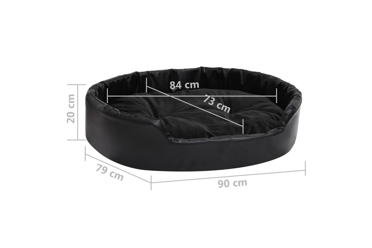 Dog Bed Black 90x79x20 Cm Plush And Faux Leather-8