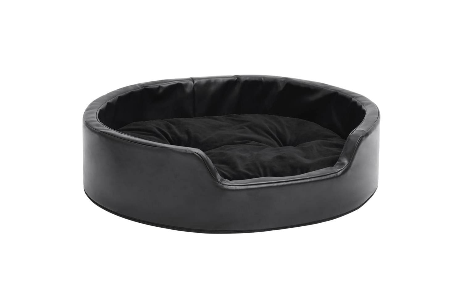 Dog Bed Black 69x59x19 Cm Plush And Faux Leather-2